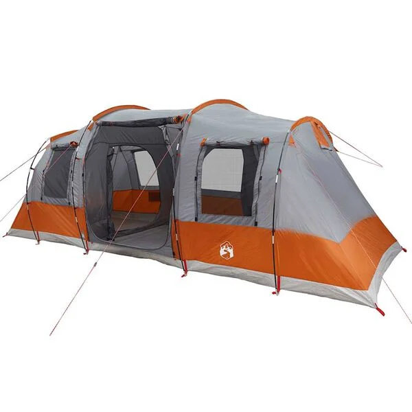 vidaXL Tente de camping tunnel 4 personnes gris et orange imperméable