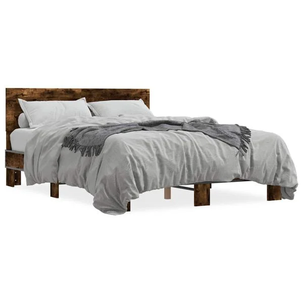 vidaXL Cadre de lit sans matelas chêne fumé 120x190 cm