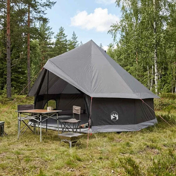 vidaXL Tente Tipi 8 personne Marron Gris Polyester et Acier