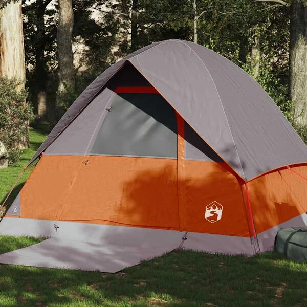 vidaXL Tente de camping à dôme 4 personnes gris et orange imperméable