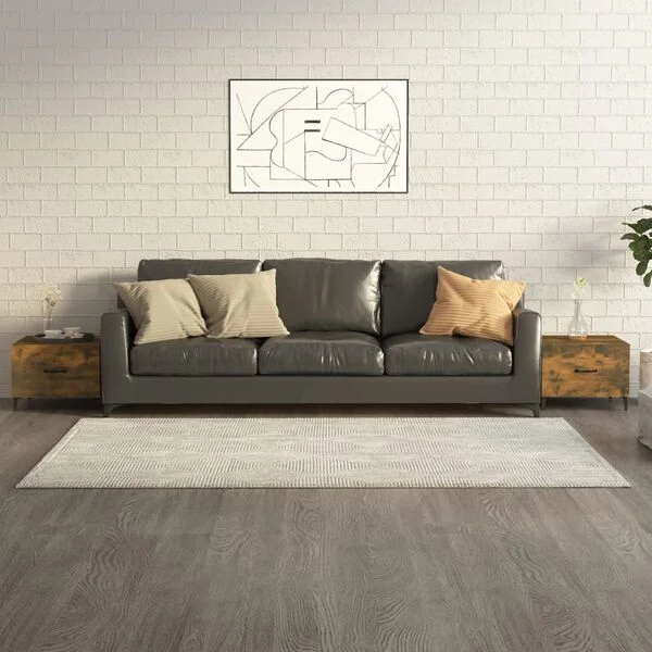 vidaXL Tables basses avec pieds en métal 2 pcs Chêne fumé 50x50x40 cm