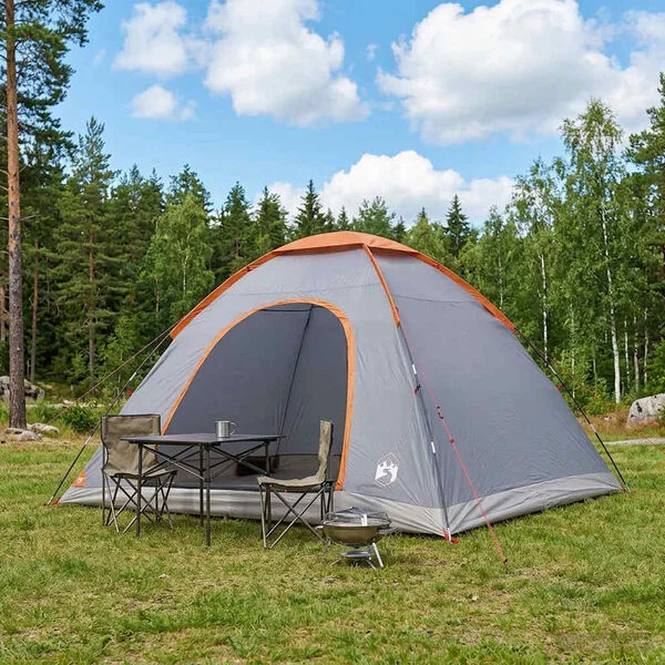 vidaXL Tente de camping 6 personne Gris et orange