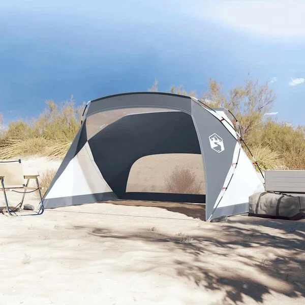 vidaXL Tente de plage gris 274x178x170/148 cm 185T polyester