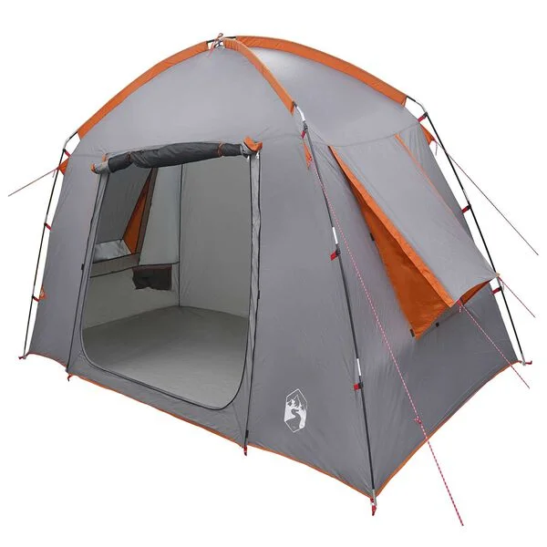 vidaXL Tente Cabane 3 personne Gris et orange Polyester