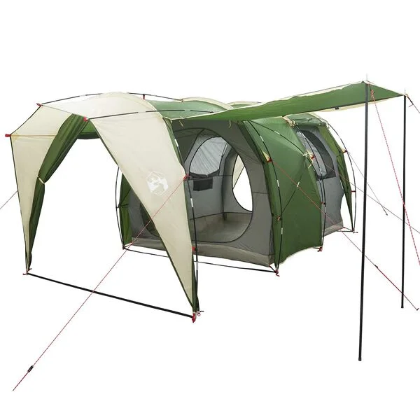 vidaXL Tente tunnel 4 personne Vert Polyester 185T avec revêtement PU