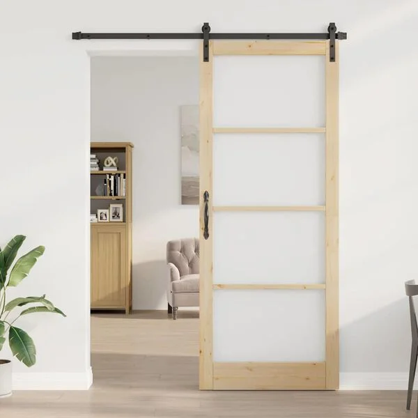 vidaXL Porte coulissante ORKDAL Naturel et Noir 93 x 232 cm