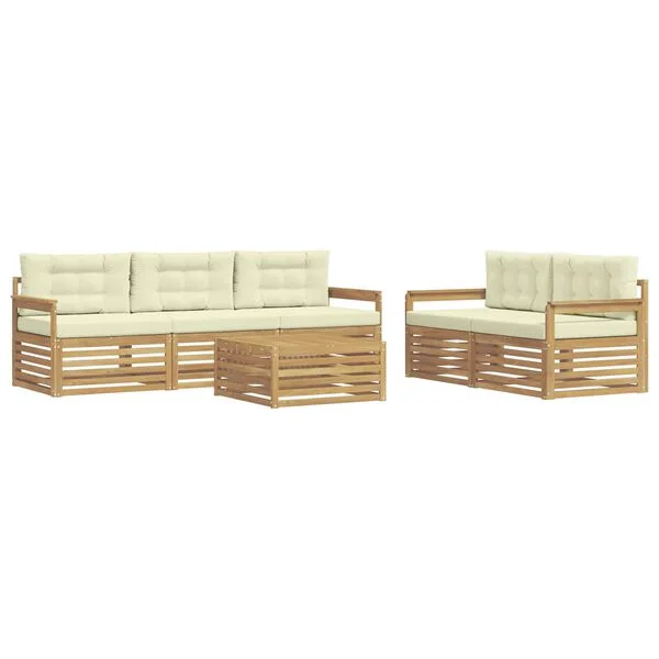 vidaXL Ensemble de canapés d'extérieur 6 pc Blanc et crème