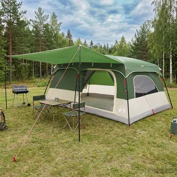 vidaXL Tente familiale 16 personne Vert Polyester et Acier