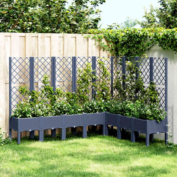 vidaXL Jardinière avec treillis bleu gris 200x160x142 cm PP