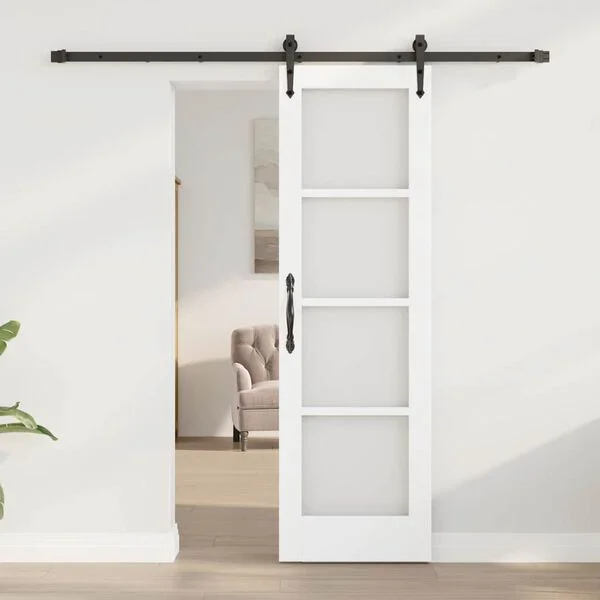 vidaXL Porte coulissante 61 x 198, 5 cm Bois de pin massif et verre