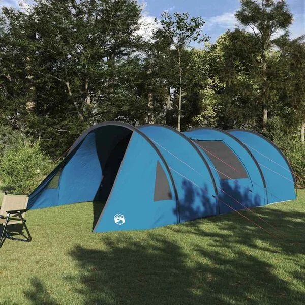 vidaXL Tente Tunnel 5-Personnes 5 personne Bleu et gris
