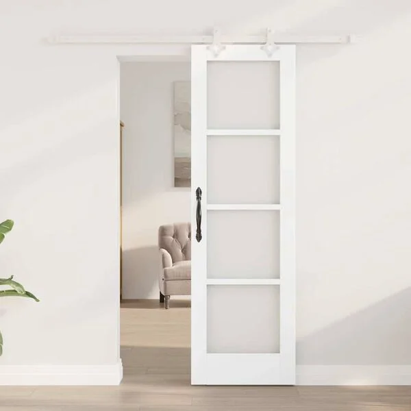 vidaXL Porte coulissante 61 x 198, 5 cm Bois de pin massif et verre