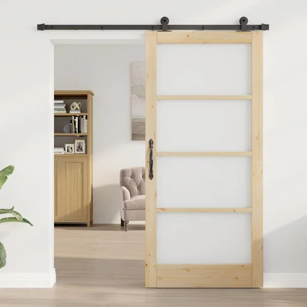 vidaXL Porte coulissante ORKDAL 93 x 202 cm Naturel et noir
