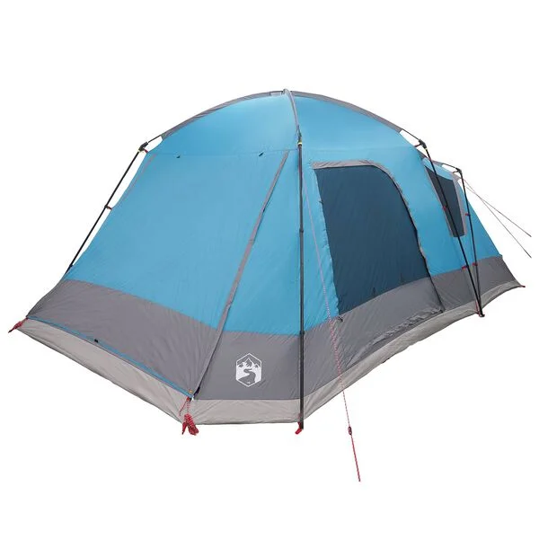 vidaXL Tente Cabane 12 personne Bleu Polyester et Acier