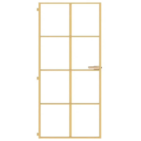 vidaXL Porte intérieure mince doré 93x201, 5 cm verre trempé aluminium