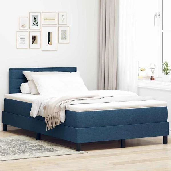 vidaXL Lit à ressorts avec tête de lit Bleu 120 x 190 cm tissu