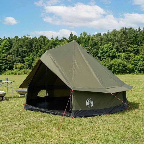 vidaXL Tente familiale 8 personne Vert armée Polycoton