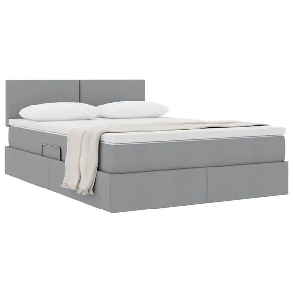 vidaXL Lit avec rangement et matelas Gris clair 140 x 200 cm Velours