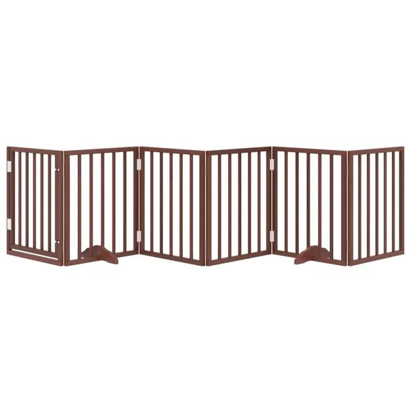 vidaXL Barrière pour chiens avec porte 6 panneaux bois de peuplier