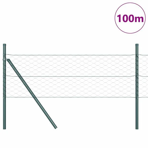 vidaXL Fixation au sol hexagonale 100 x 0, 8 m Acier recouvert de PVC