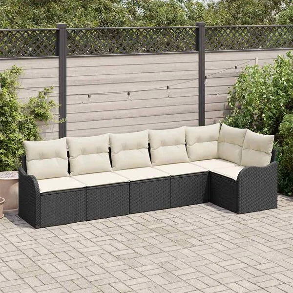 vidaXL Ensemble de canapé de jardin Noir polyrotin