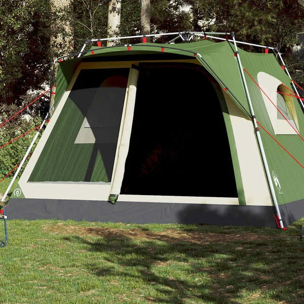 vidaXL Tente familiale cabine 7 personnes vert dégagement rapide
