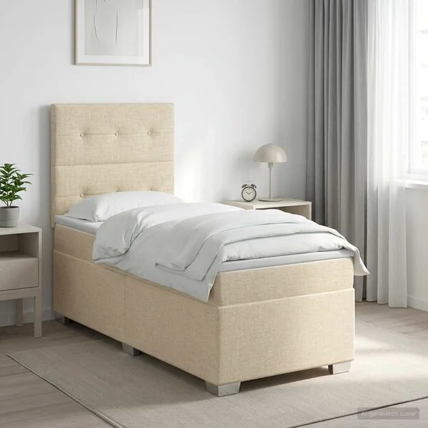vidaXL Lit boxspring avec matelas Crème 90 x 190 cm Tissu