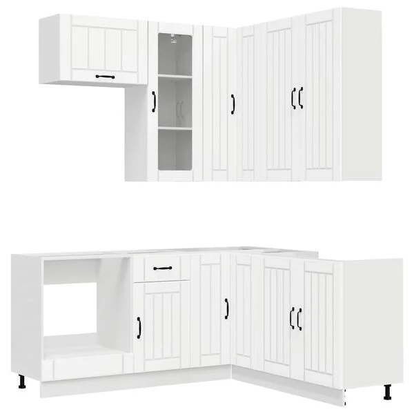 vidaXL Unité de cuisine LUCCA 8 pc Blanc Bois d'ingénierie