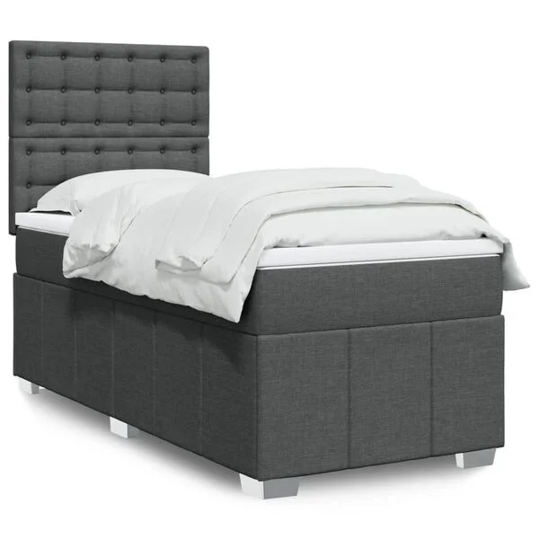 vidaXL Sommier à lattes de lit avec matelas Gris foncé 80x200 cm Tissu