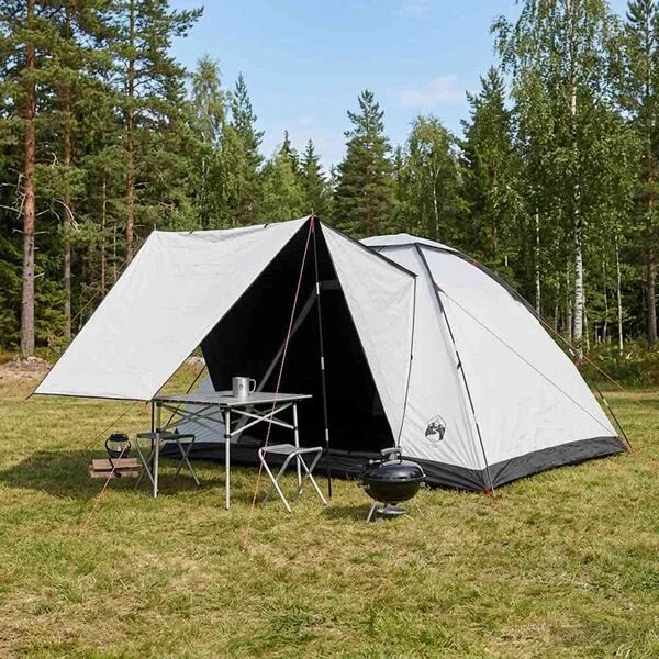 vidaXL Tente de camping 6 personne Blanc Occultant Polyester et Acier