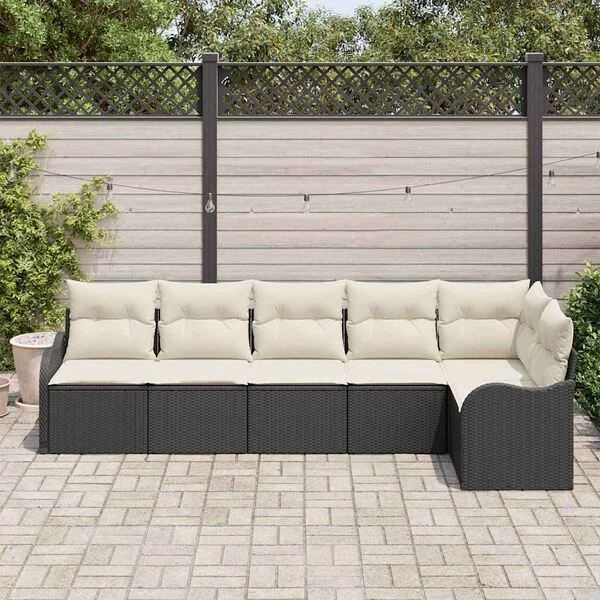 vidaXL Ensemble de canapé de jardin Noir polyrotin