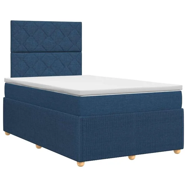 vidaXL Lit boxspring avec matelas Bleu 120 x 190 cm Tissu