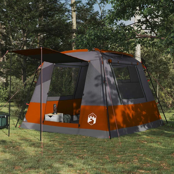 vidaXL Tente de fête 10 personne Gris et orange