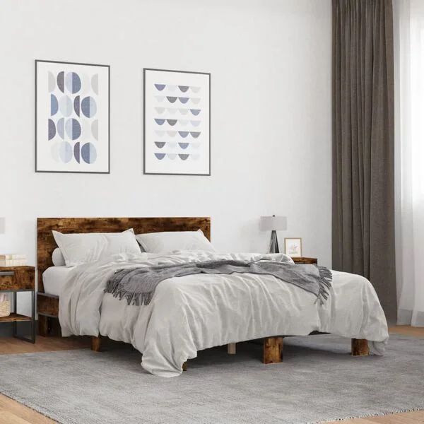vidaXL Cadre de lit sans matelas chêne fumé 120x190 cm