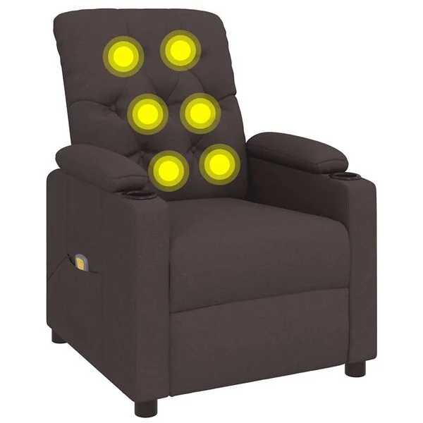 vidaXL Fauteuil de massage Marron foncé Tissu