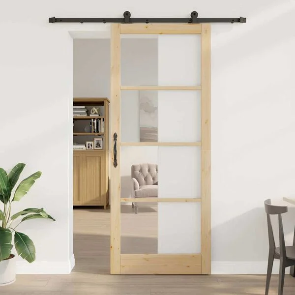 vidaXL Porte coulissante ORKDAL 93 x 232 cm Naturel et noir