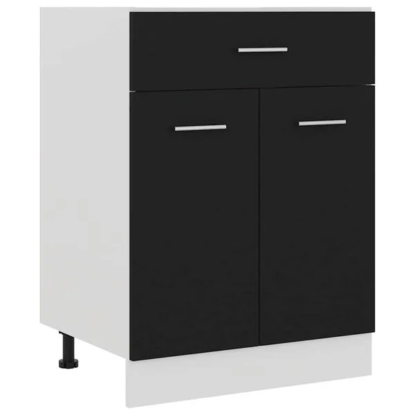 vidaXL Armoire à tiroirs "Lyon" Noir 60 x 46 x 81, 5 cm Bois d'ingénierie