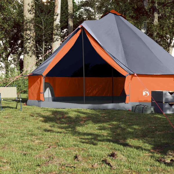 vidaXL Tente familiale tipi 8 personnes gris et orange imperméable