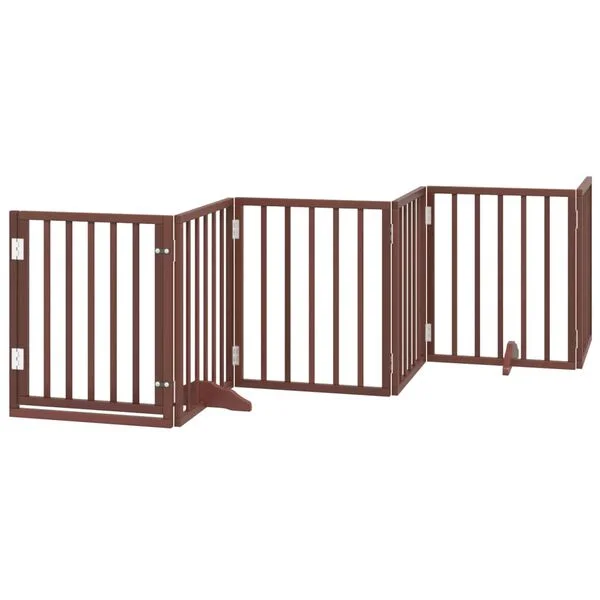 vidaXL Barrière pour chiens avec porte 6 panneaux bois de peuplier