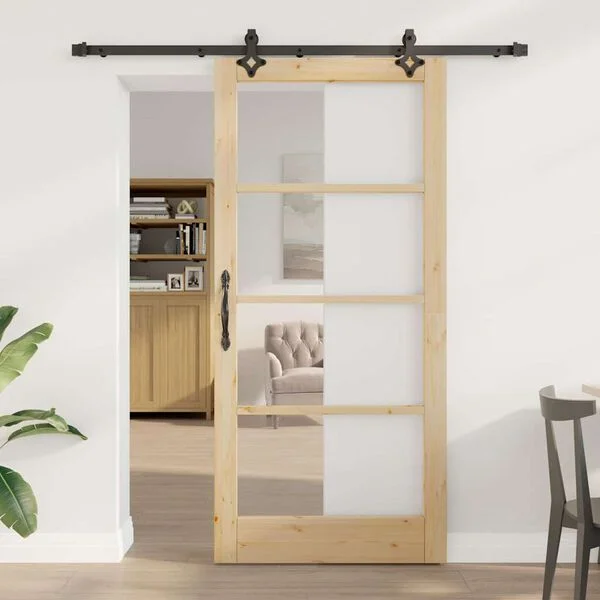 vidaXL Porte coulissante ORKDAL 93 x 202 cm Naturel et noir