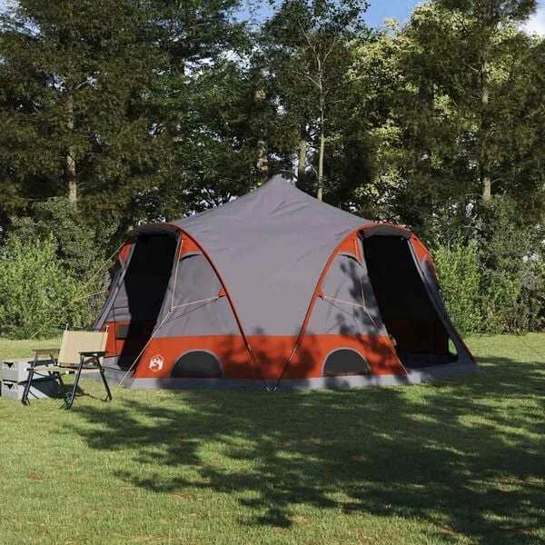 vidaXL Tente Dôme 4-Personnes 4 personne Gris et orange