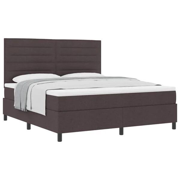 vidaXL Lit à ressorts avec matelas Marron foncé 180 x 200 cm tissu