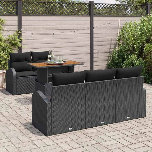 vidaXL Ensemble de canapé de jardin 6 pc Noir
