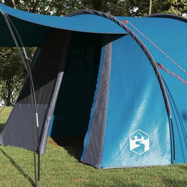 vidaXL Tente tunnel 4 personnes 4 personne Bleu et gris