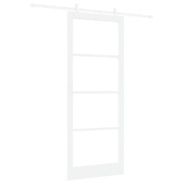 vidaXL Porte coulissante 93 x 232 cm Bois de pin massif et verre Blanc