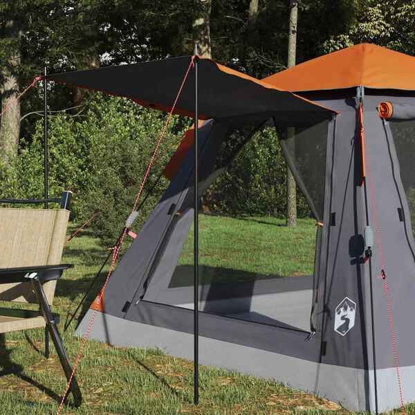 vidaXL 3 personne Gris et orange Polyester 185T
