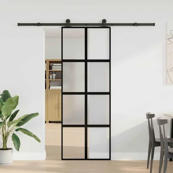 vidaXL Porte coulissante kit de quincaillerie trempé verre aluminium