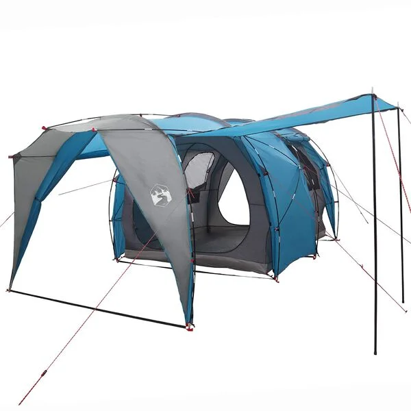 vidaXL Tente tunnel 4 personne Bleu Polyester 185T avec revêtement PU