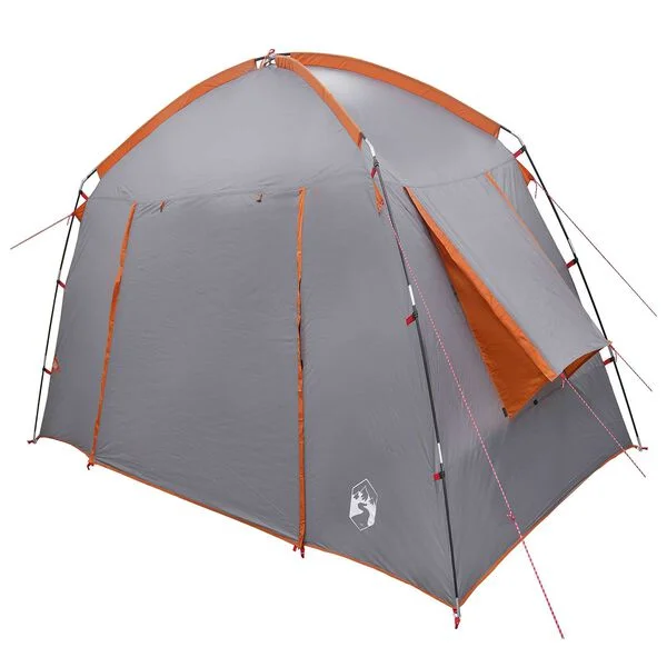 vidaXL Tente Cabane 3 personne Gris et orange Polyester