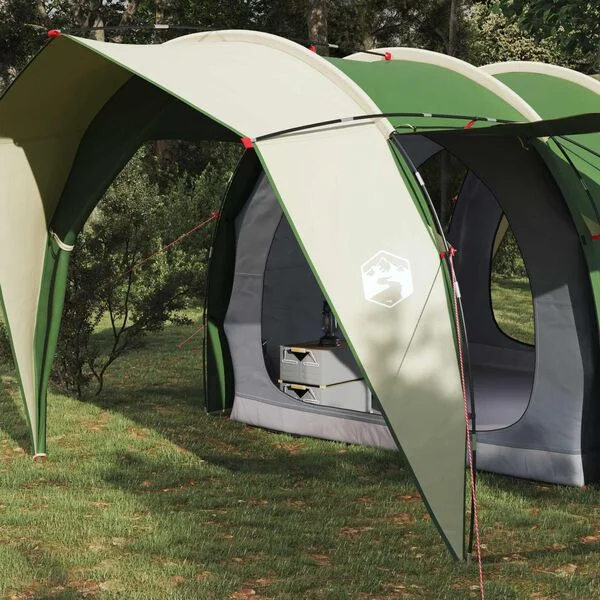 vidaXL Tente tunnel 4 personne Vert Polyester 185T avec revêtement PU